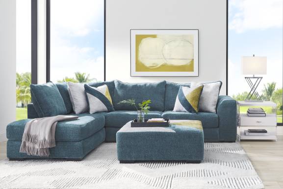 Perry Teal Pattern Cocktail Ottoman