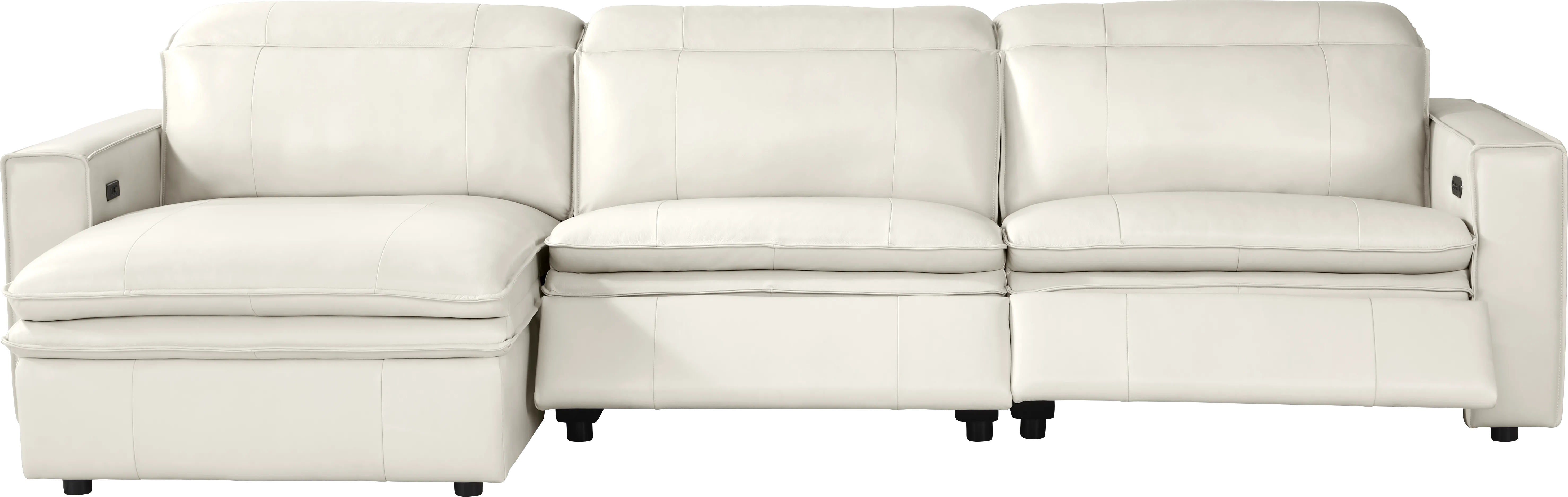 Santorini Ice Leather 3 Pc Dual Power Reclining Sectional - Thumbnail - Image 1