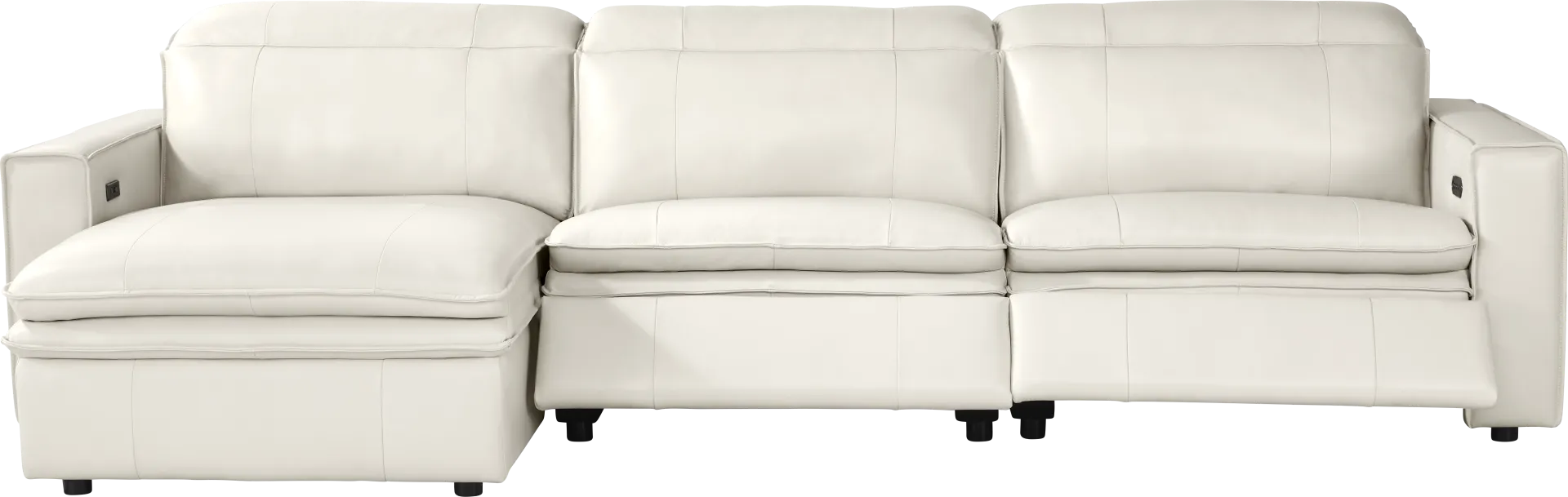 Santorini Ice Leather 3 Pc Dual Power Reclining Sectional - Image 2
