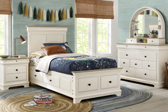 Kids Oberon Cream Twin Storage Bedroom