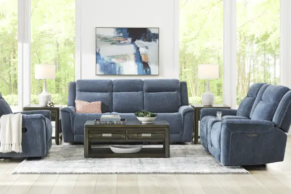 Meadow Park Cobalt Dual Power Reclining Console Loveseat