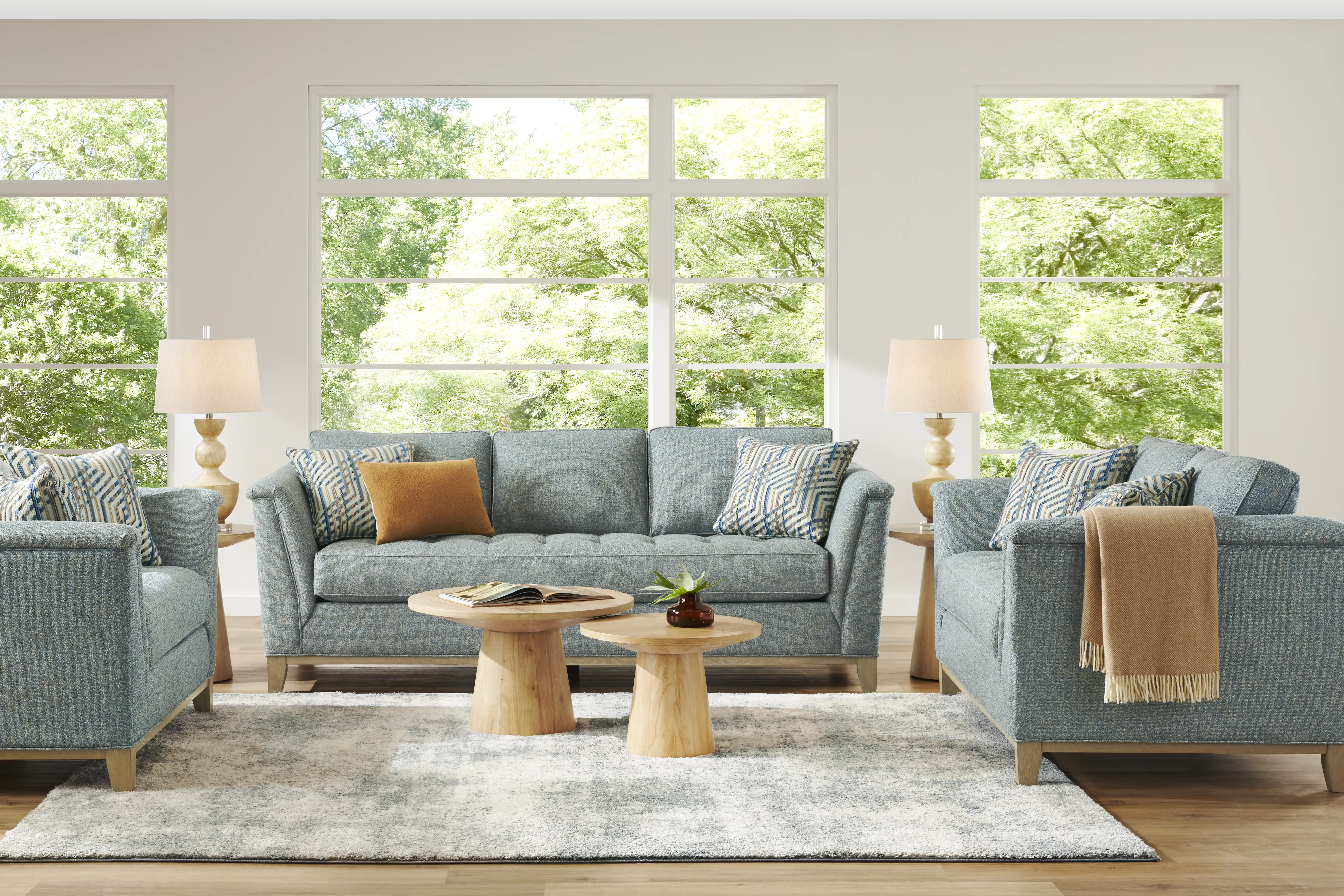 Fairmont Blue 9 Pc Living Room - Thumbnail - Image 1