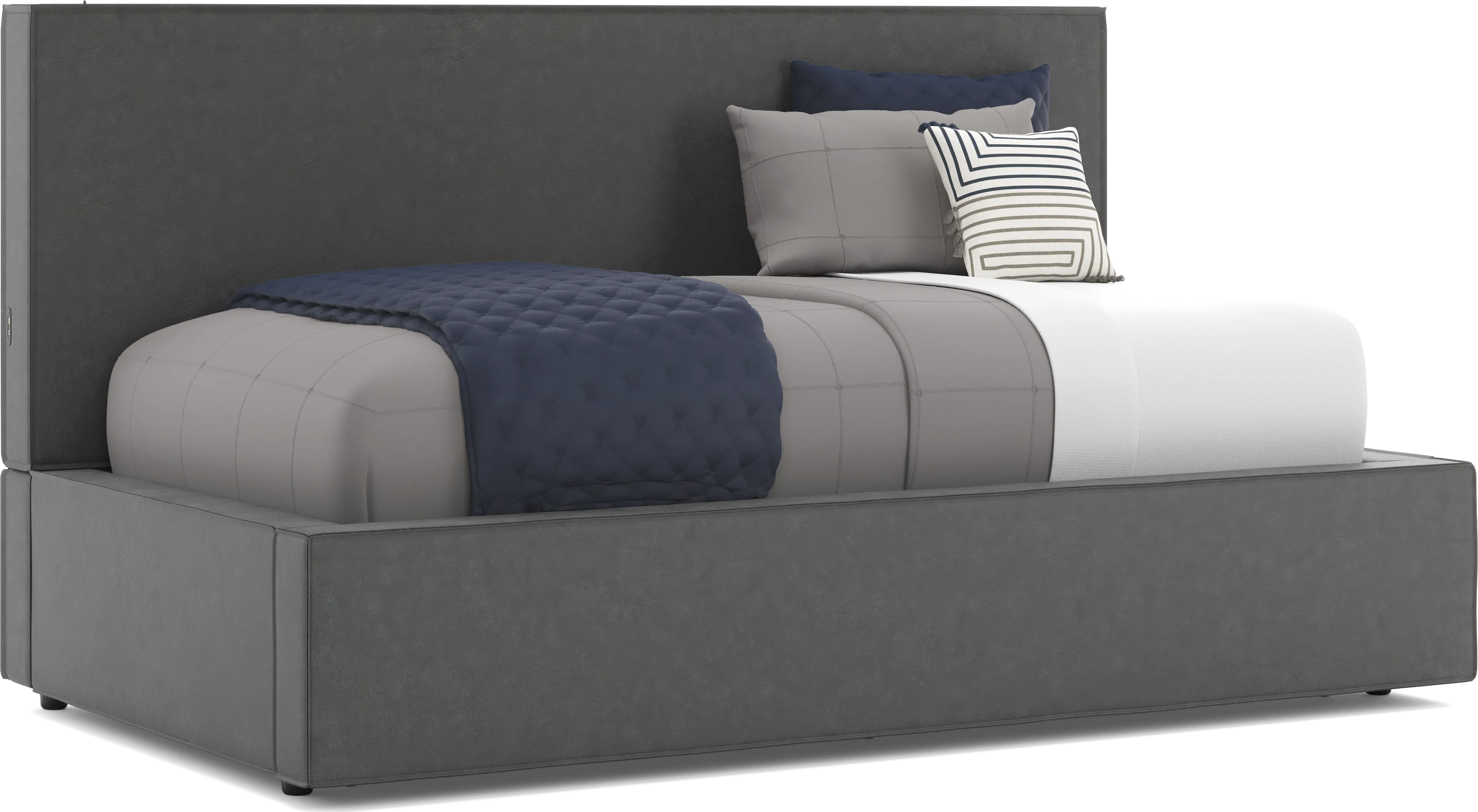 Kids Whitman Gray Twin Upholstered Lounge Bed - Thumbnail - Image 1