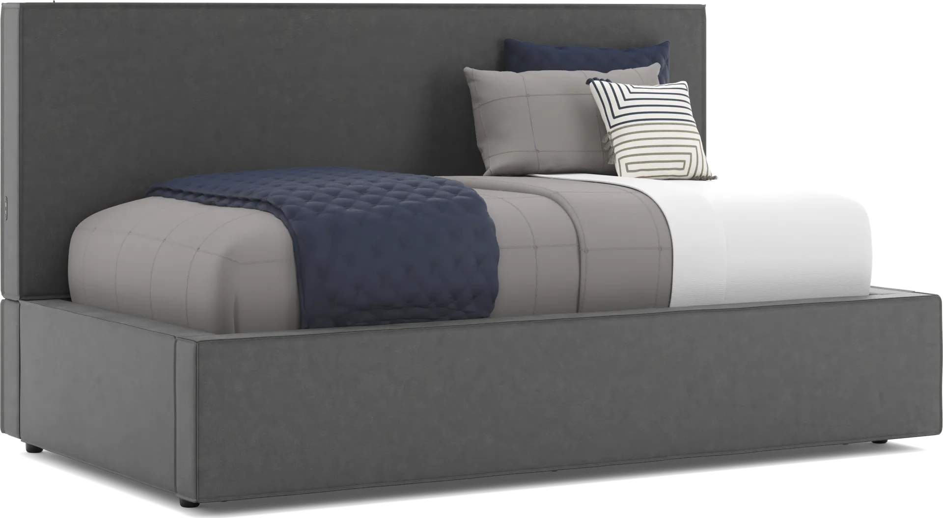 Kids Whitman Gray Twin Upholstered Lounge Bed - Image 1