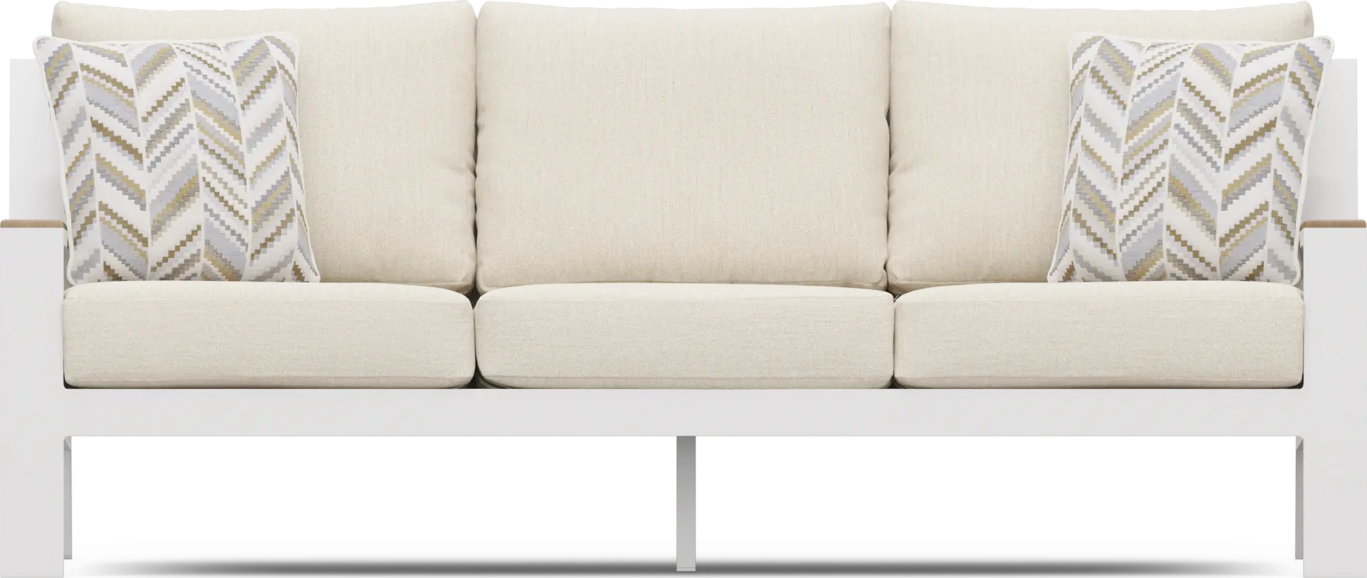 Solana White Outdoor Sofa with Bisque Cushions