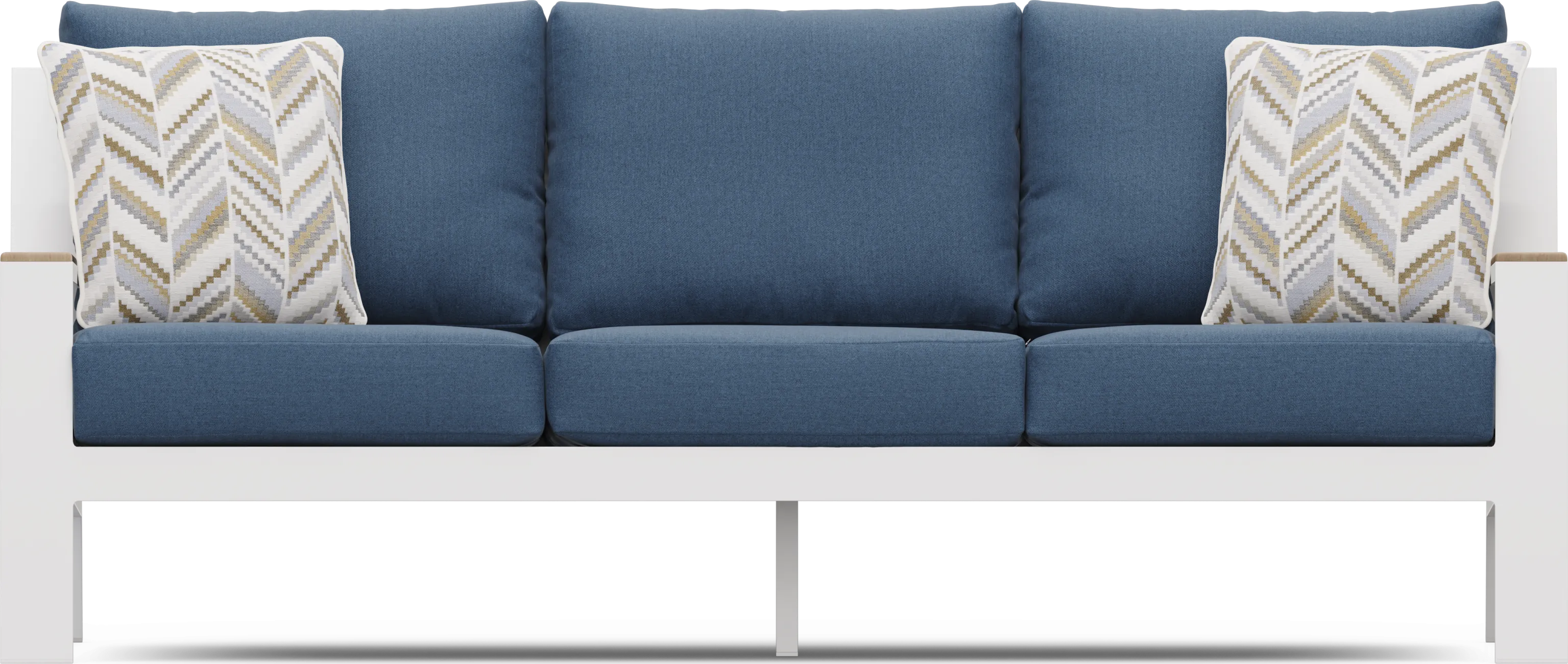 Solana White 4 Pc Outdoor Sofa Seating Set With Blueberry Cushions - Thumbnail - Image 2
