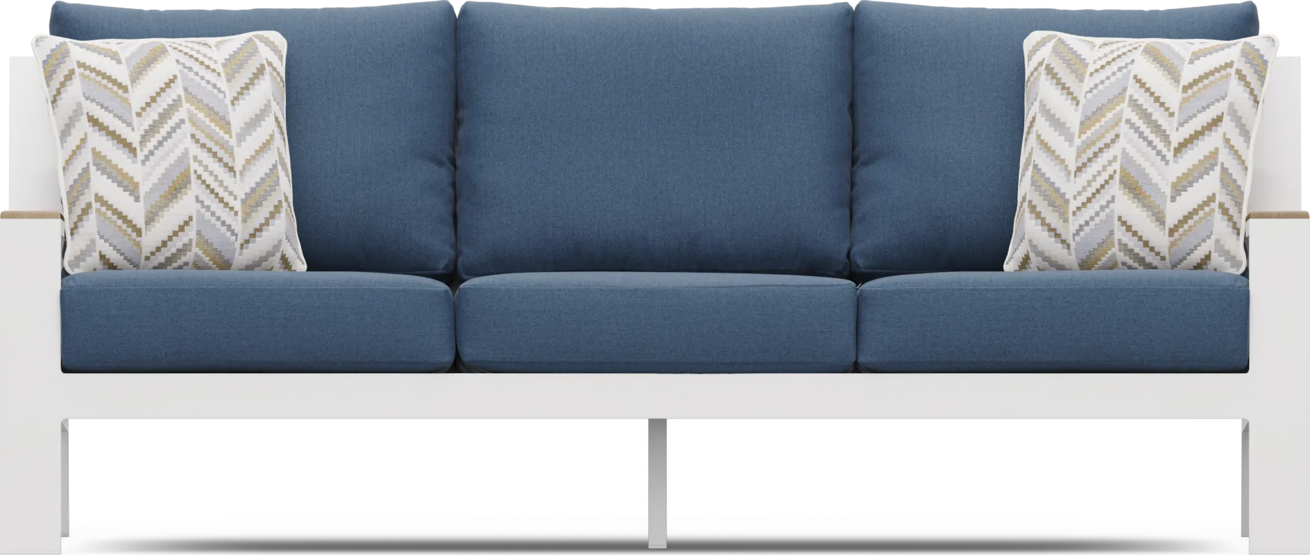 Solana White Outdoor Sofa with Blueberry Cushions