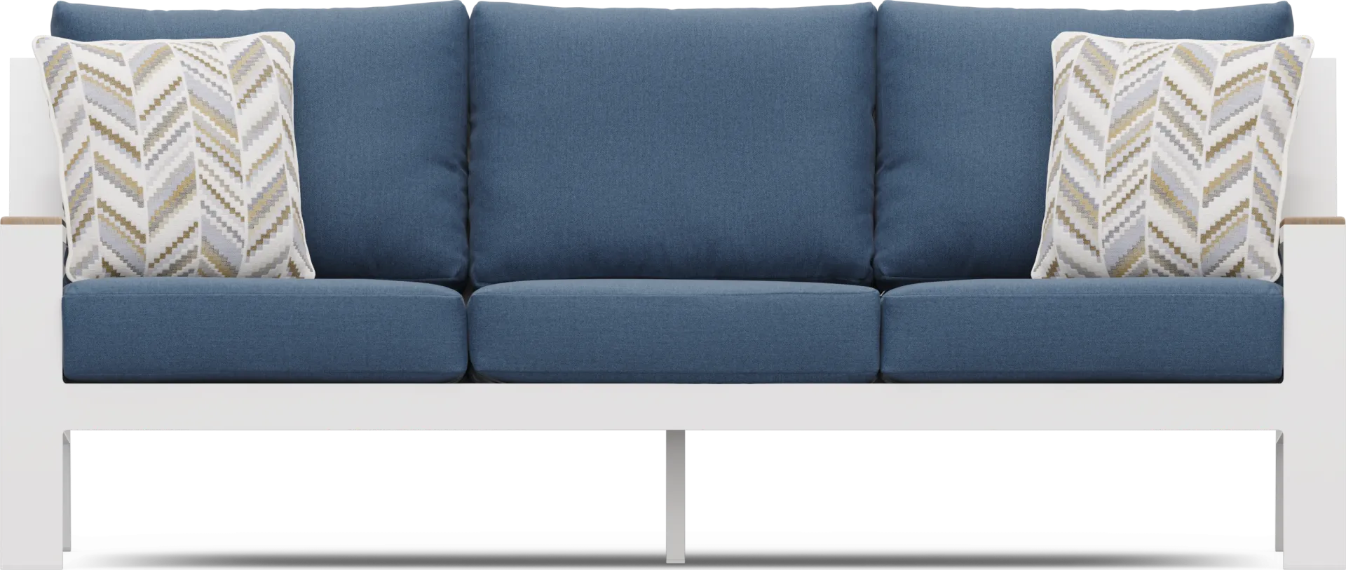 Solana White Outdoor Sofa with Blueberry Cushions - Image 2