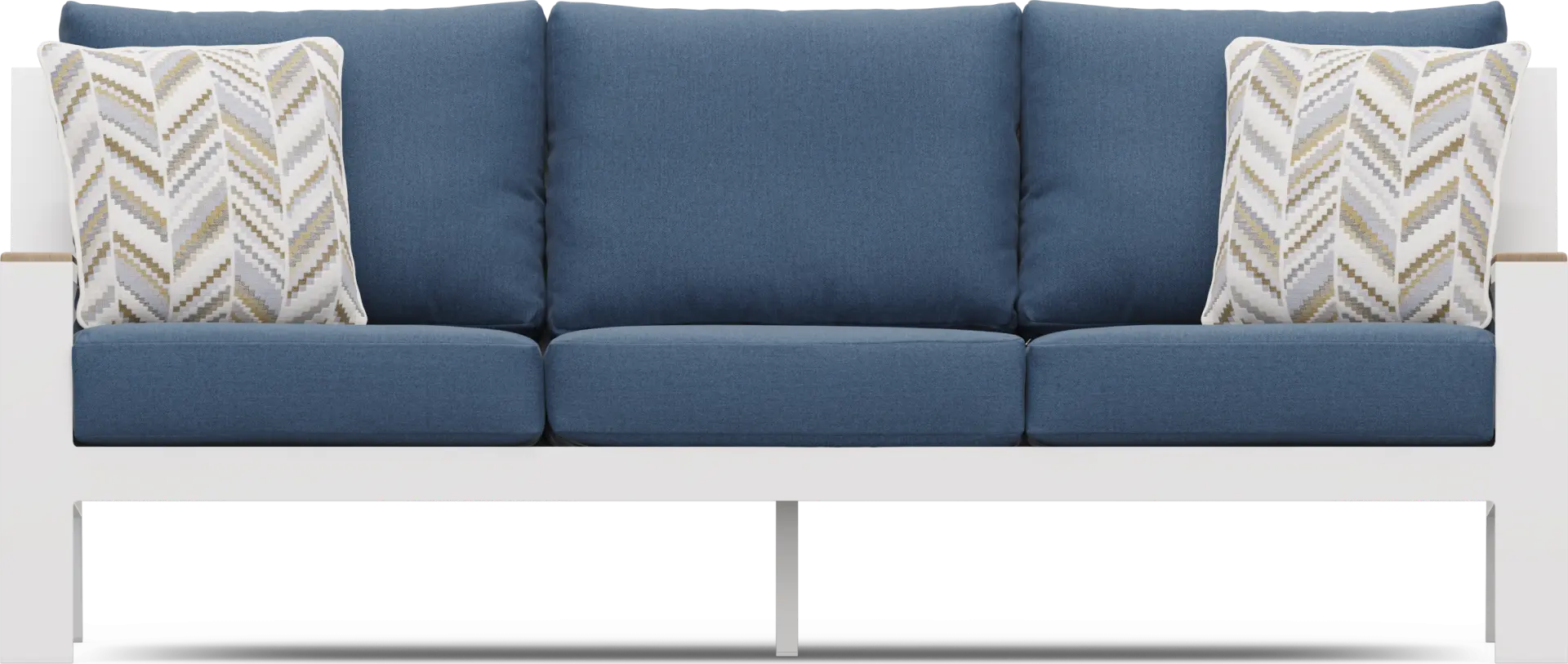 Solana White Outdoor Sofa with Blueberry Cushions