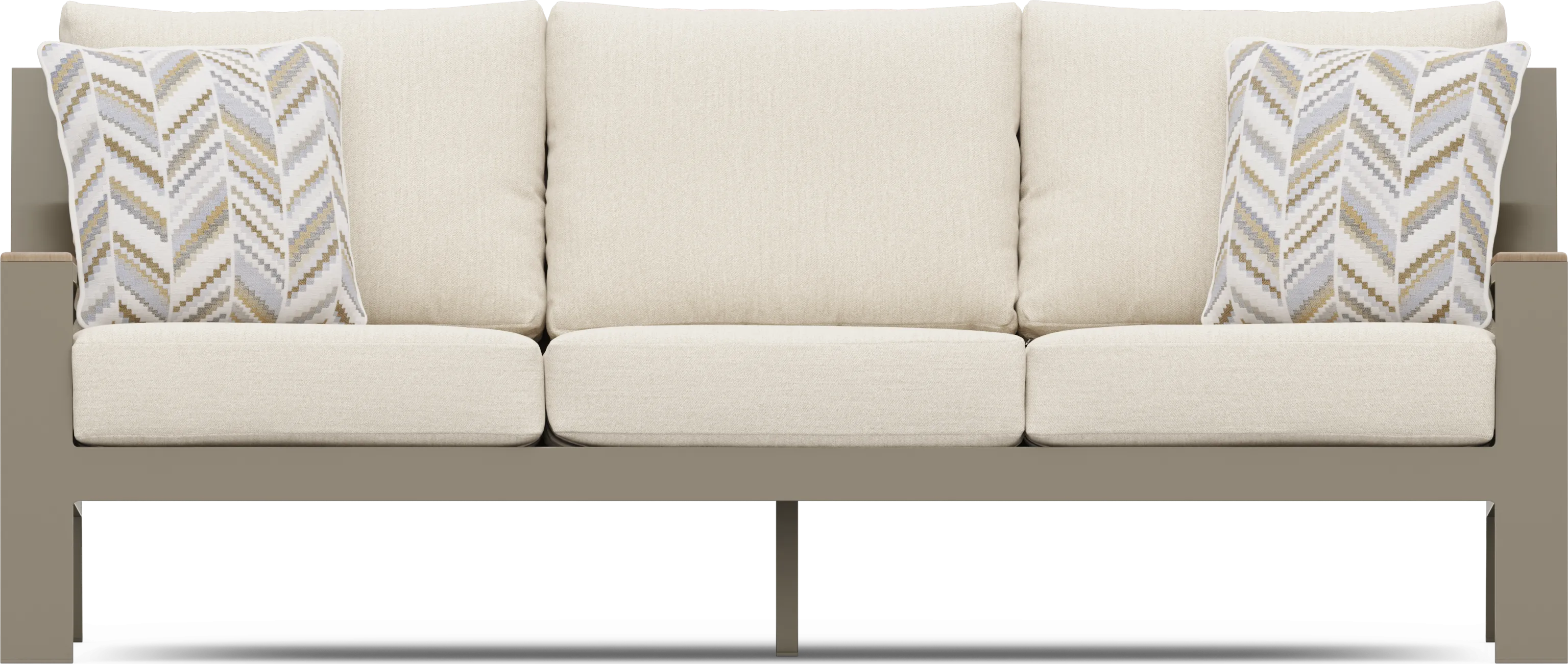 Solana Taupe Outdoor Sofa with Bisque Cushions - Thumbnail - Image 1