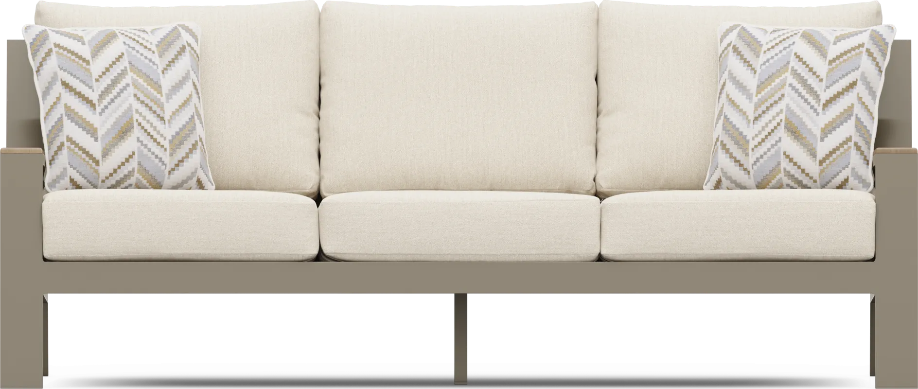 Solana Taupe Outdoor Sofa with Bisque Cushions