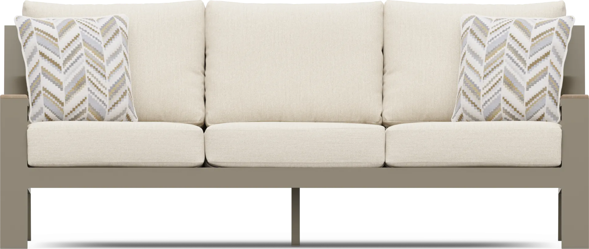 Solana Taupe Outdoor Sofa with Buff Cushions - Image 1