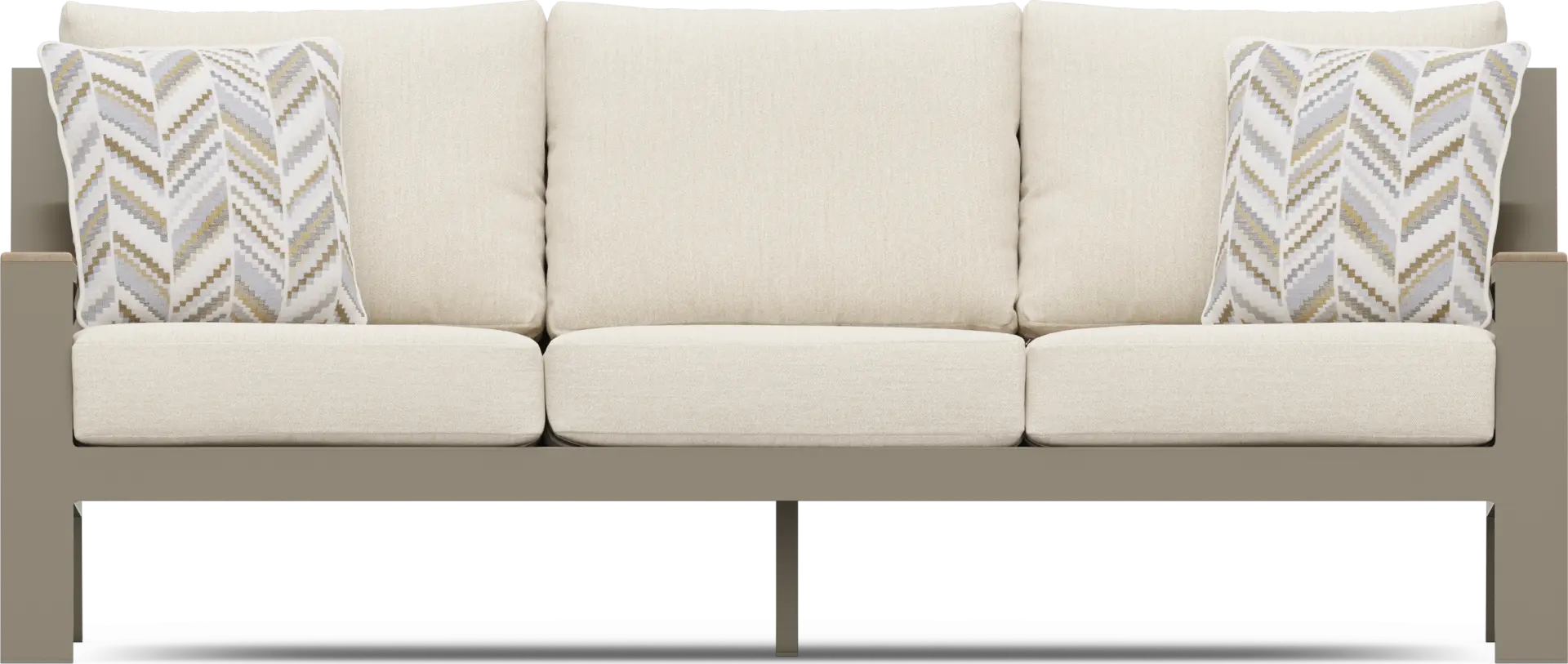 Solana Taupe Outdoor Sofa with Bisque Cushions