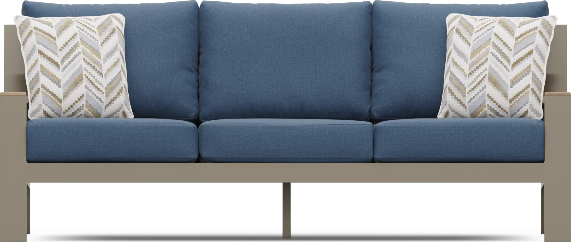Solana Taupe Outdoor Sofa with Blueberry Cushions