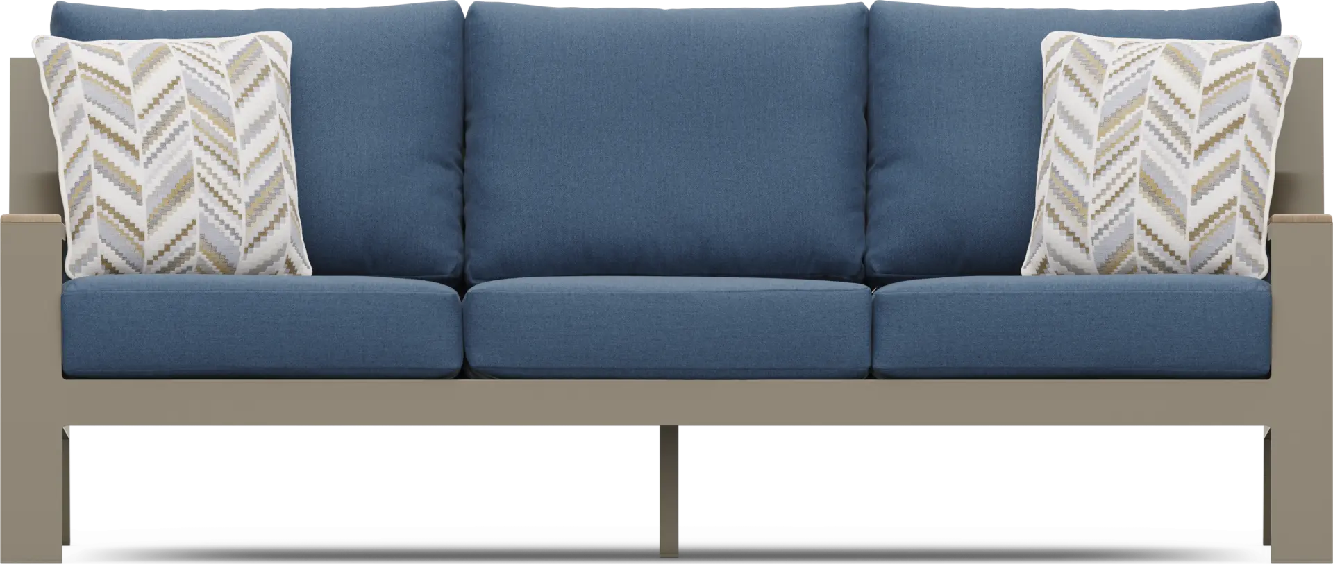 Solana Taupe Outdoor Sofa with Blueberry Cushions