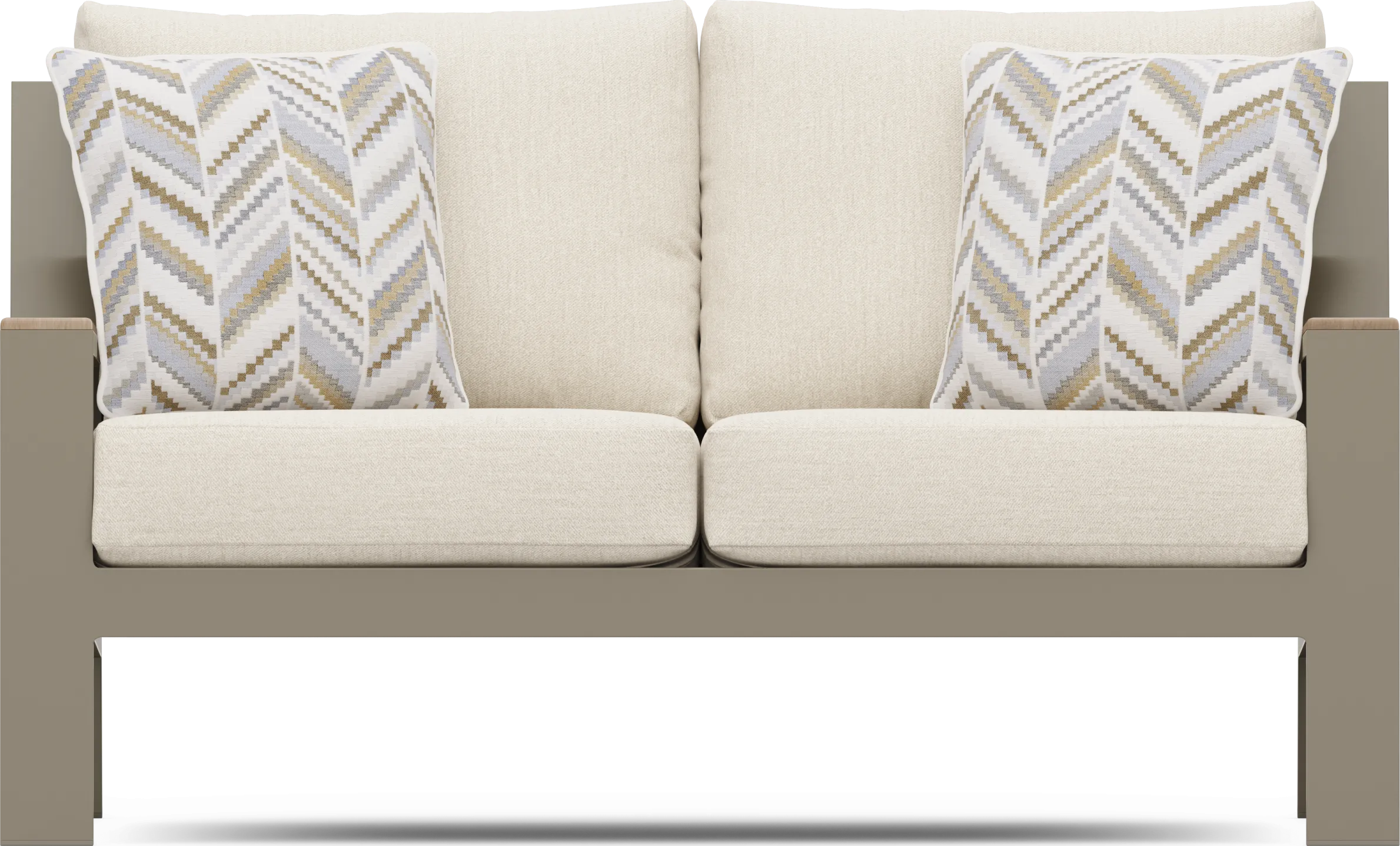 Solana Taupe 4 Pc Outdoor Loveseat Seating Set With Bisque Cushions - Thumbnail - Image 2