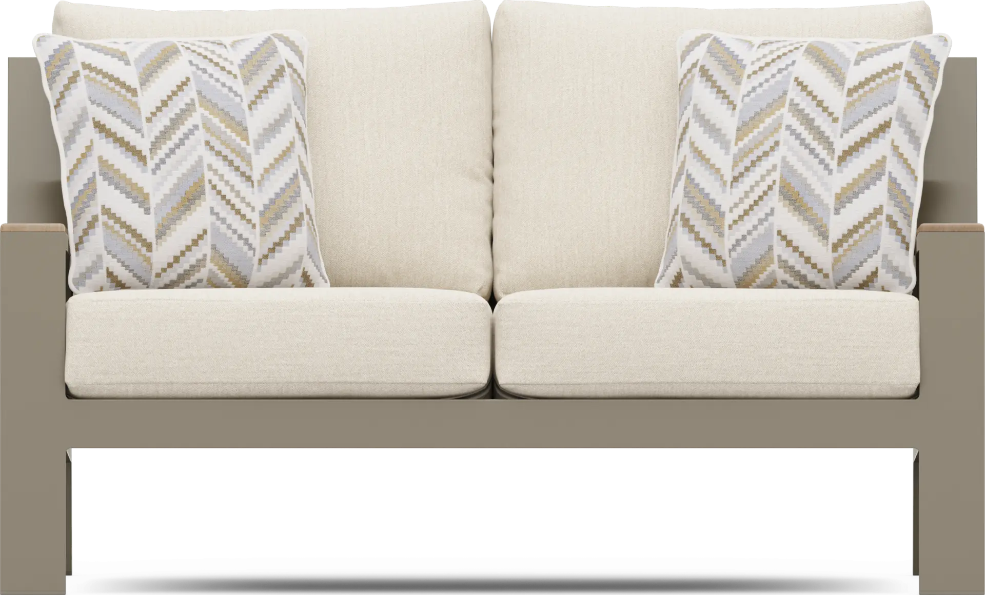 Solana Taupe Outdoor Loveseat with Bisque Cushions