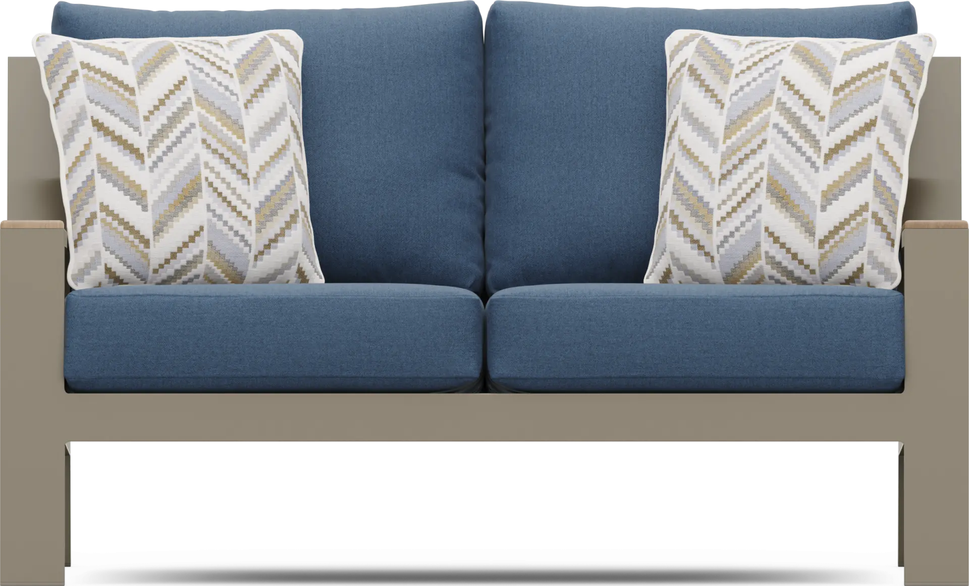 Solana Taupe Outdoor Loveseat with Blueberry Cushions