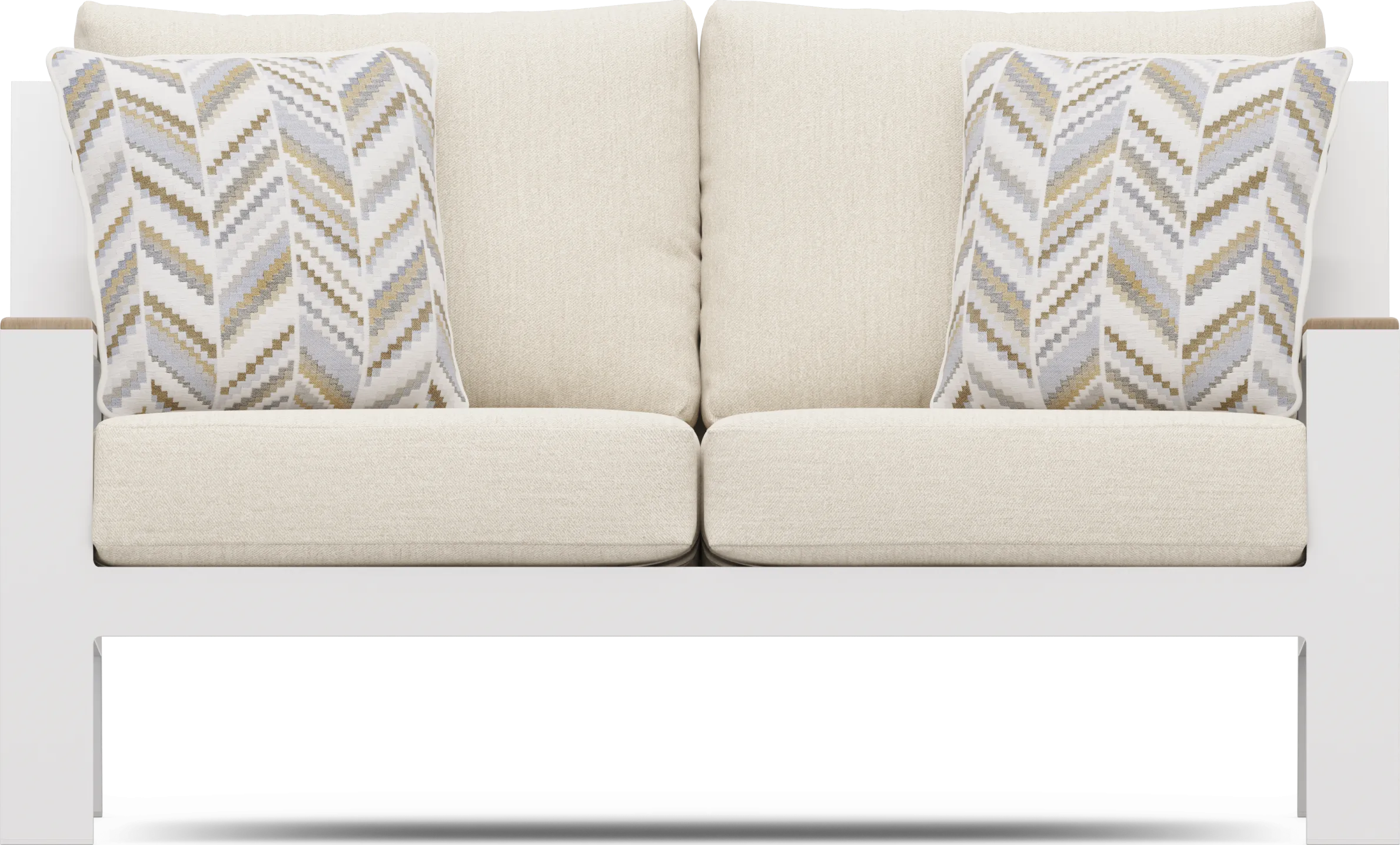 Solana White 4 Pc Outdoor Loveseat Seating Set With Bisque Cushions - Thumbnail - Image 2
