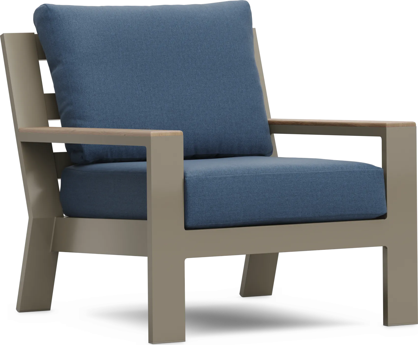 Solana Taupe Outdoor Club Chair with Blueberry Cushions - Thumbnail - Image 1