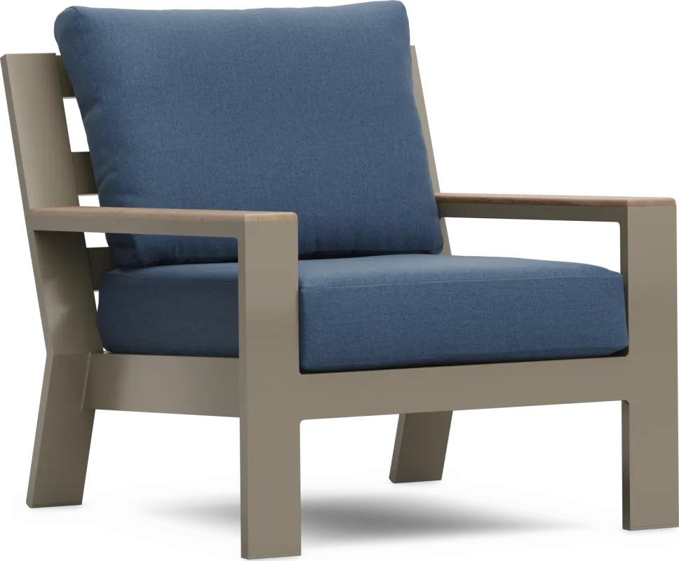 Solana Taupe Outdoor Club Chair with Blueberry Cushions