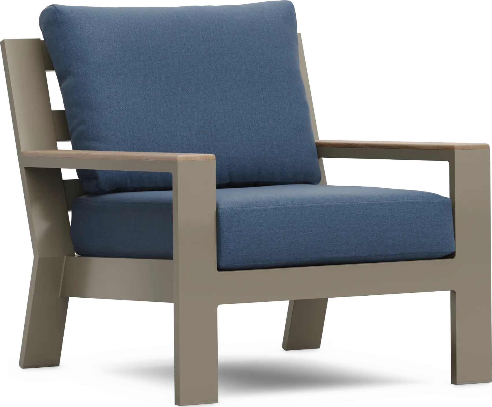 Solana Taupe Outdoor Club Chair with Blueberry Cushions