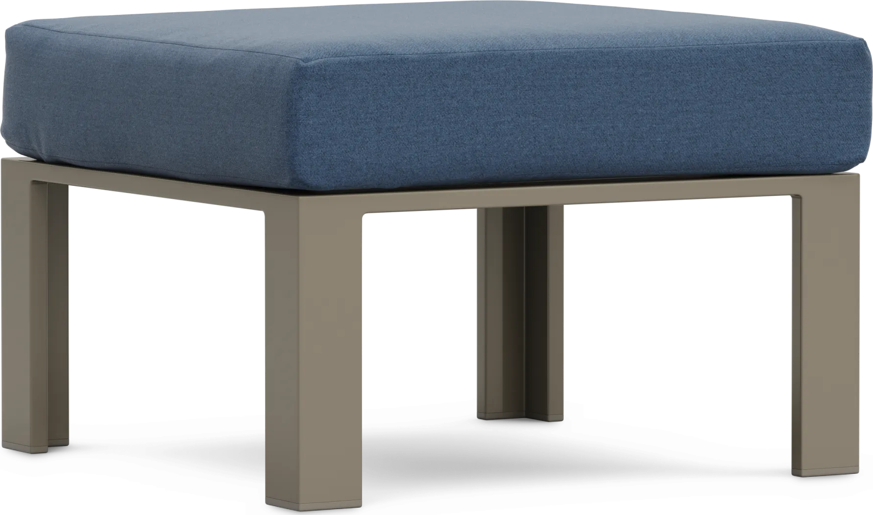 Solana Taupe Outdoor Ottoman with Blueberry Cushion - Thumbnail - Image 1