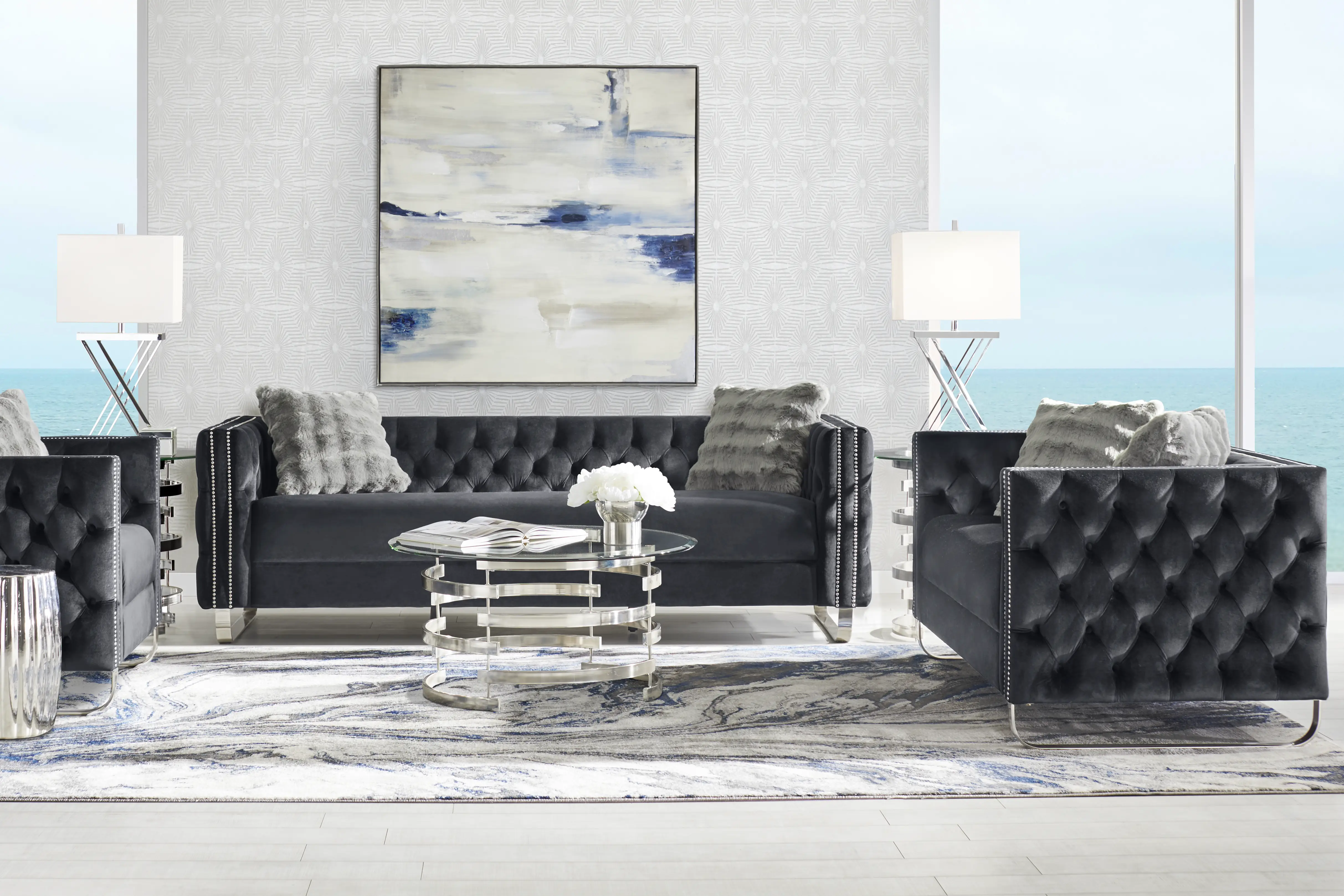 Corrella Black 8 Pc Living Room - Thumbnail - Image 1