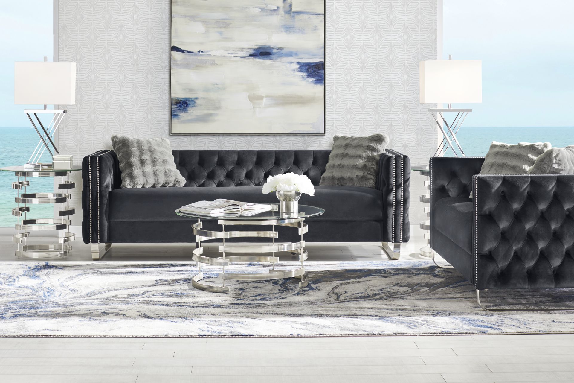 Corrella Black 7 Pc Living Room - Image 1