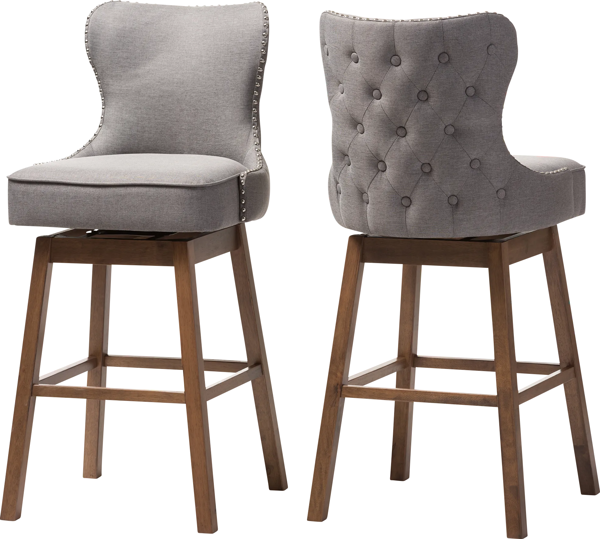 Bethpagea Gray Swivel Barstool, Set of 2 - Thumbnail - Image 1
