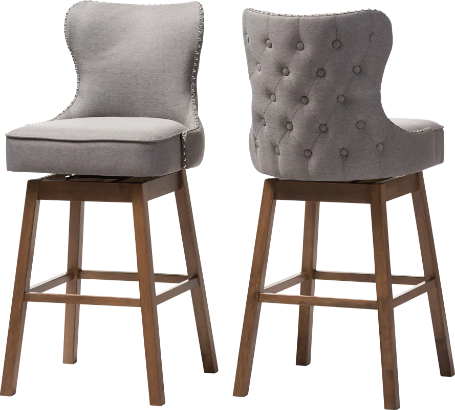 Bethpagea Gray Swivel Barstool, Set of 2