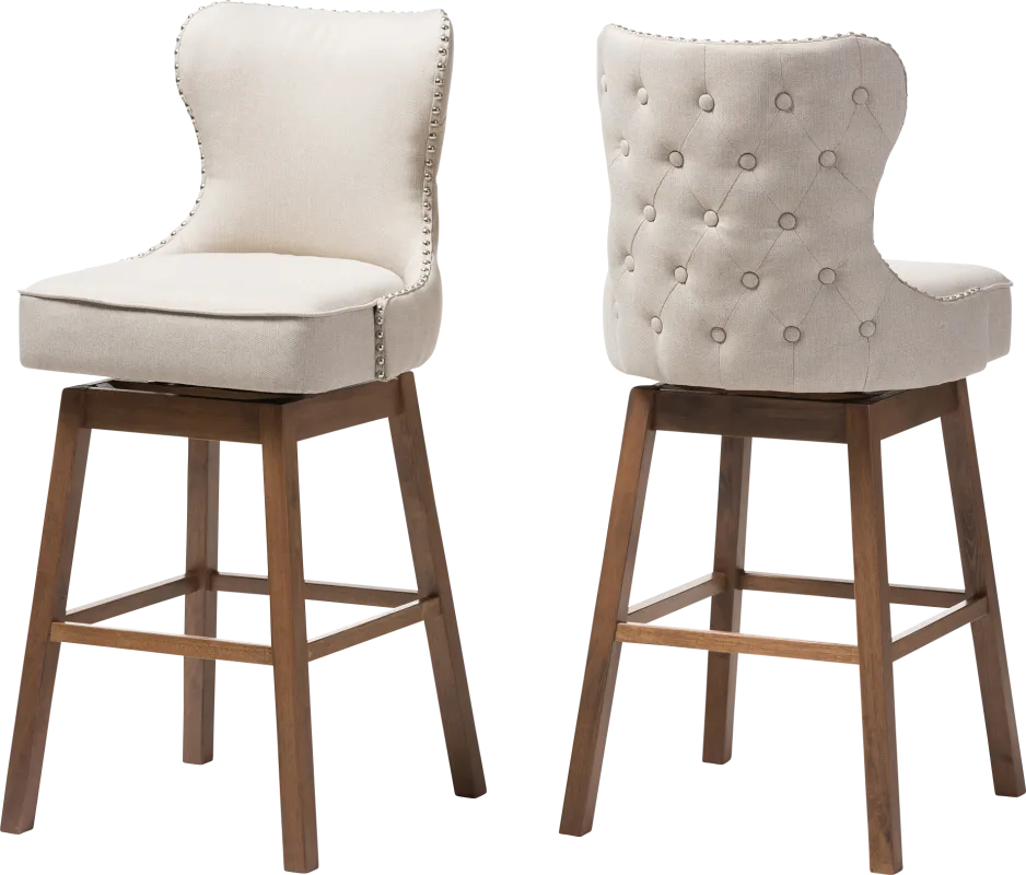 Bethpagea Beige Swivel Barstool, Set of 2
