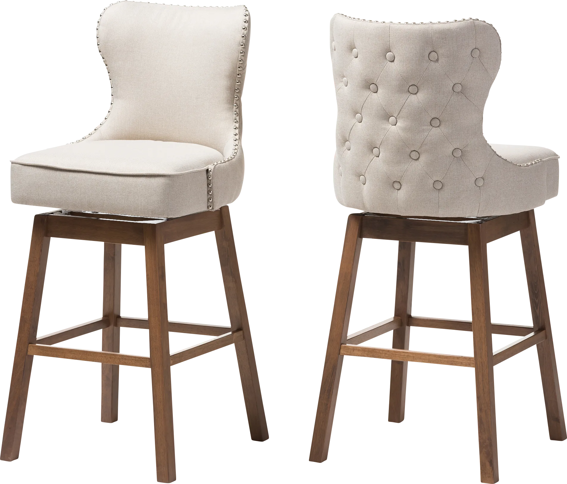 Bethpagea Beige Swivel Barstool, Set of 2 - Image 1