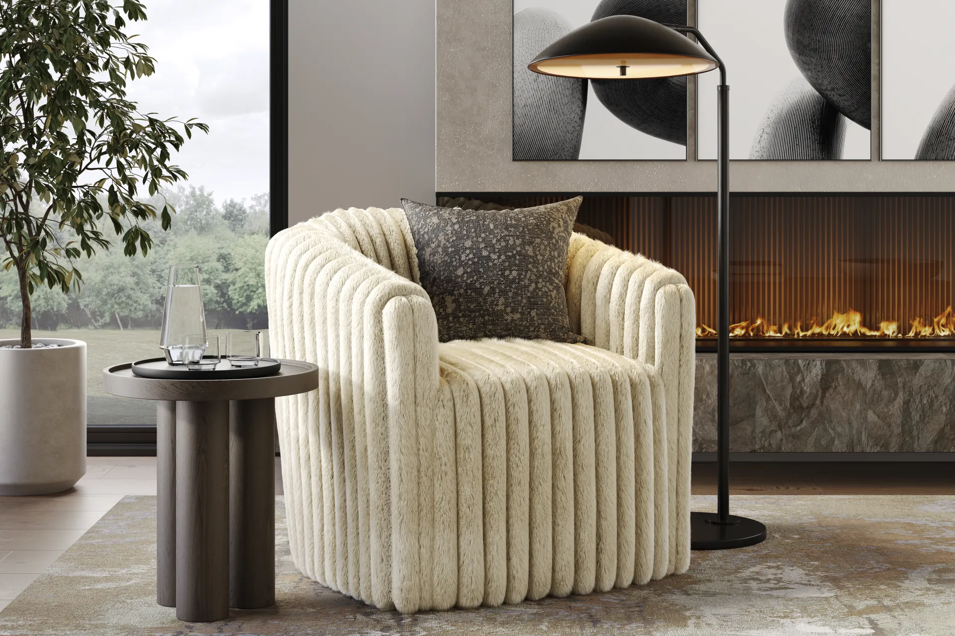 McCord Beige Swivel Chair - Image 3