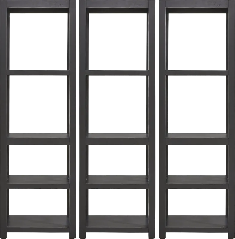 Danusa II Black 3 Pc Bookcase Set