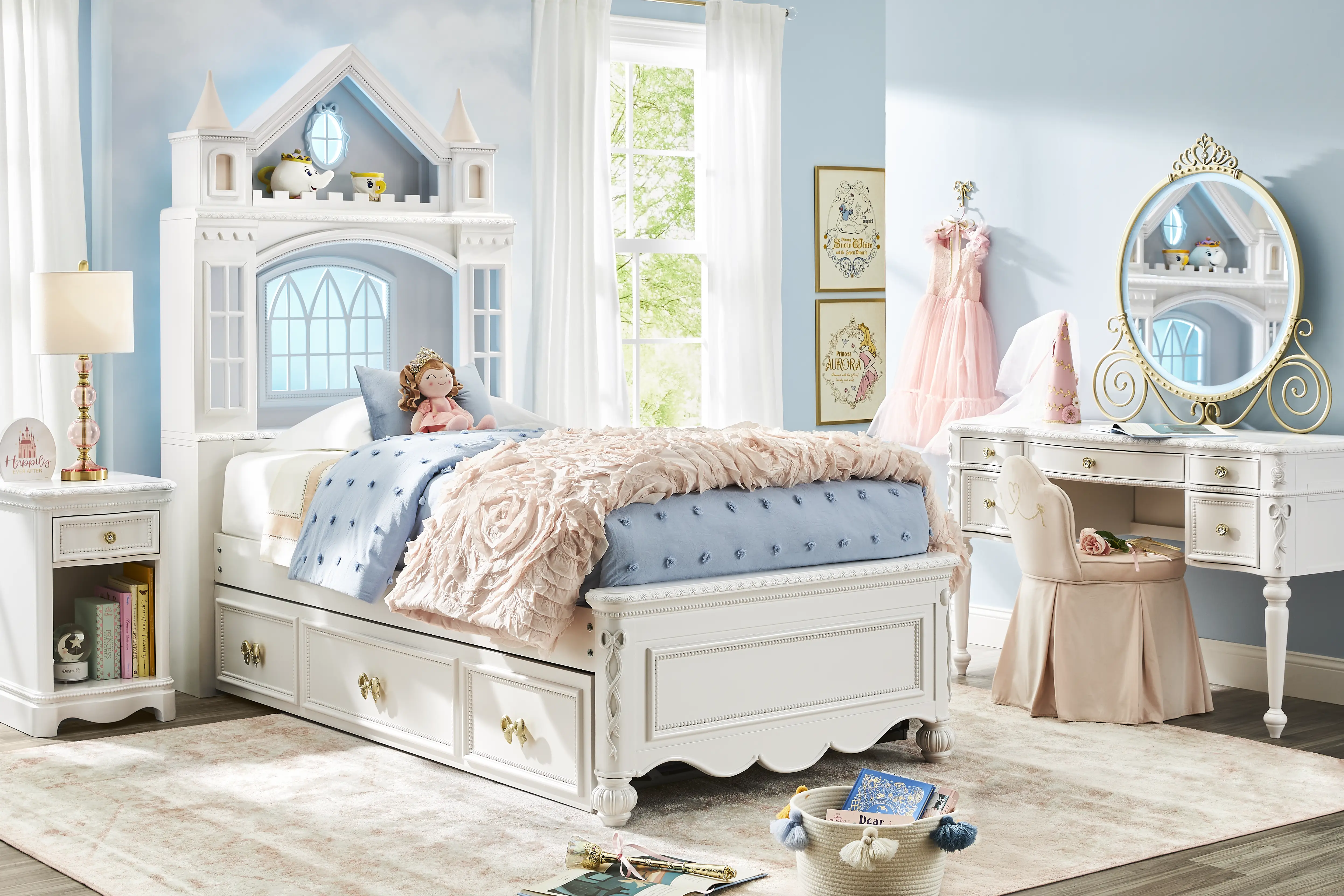 Disney Princess Sparkle White Twin Castle Bedroom - Thumbnail - Image 1