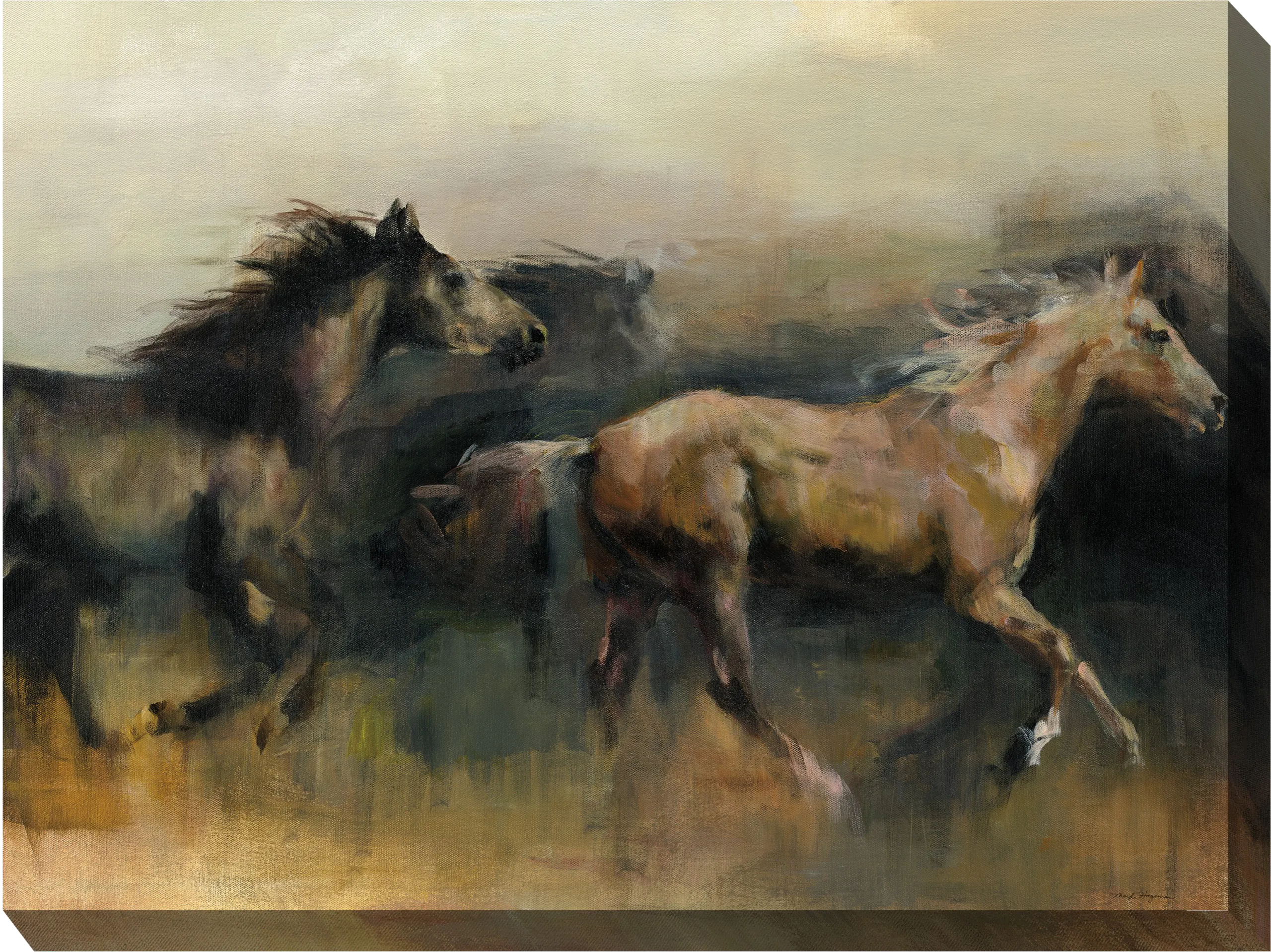 Wild Mustangs Brown Indoor/Outdoor Wall Art - Thumbnail - Image 1