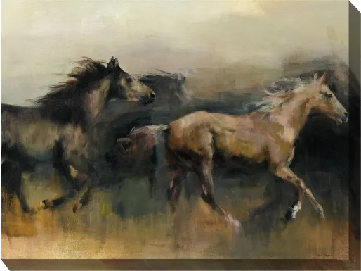 Wild Mustangs Brown Indoor/Outdoor Wall Art