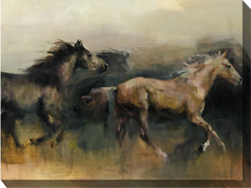 Wild Mustangs Brown Indoor/Outdoor Wall Art