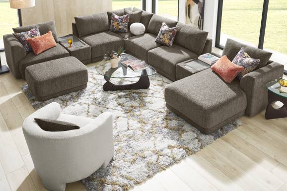 Mink 9 Pc ModularFour with Media Consoles