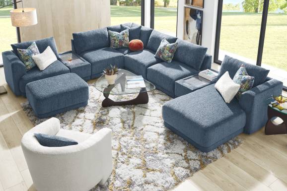 Navy 9 Pc ModularFour with Media Consoles