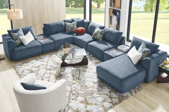 Navy 8 Pc ModularFour with Media Consoles