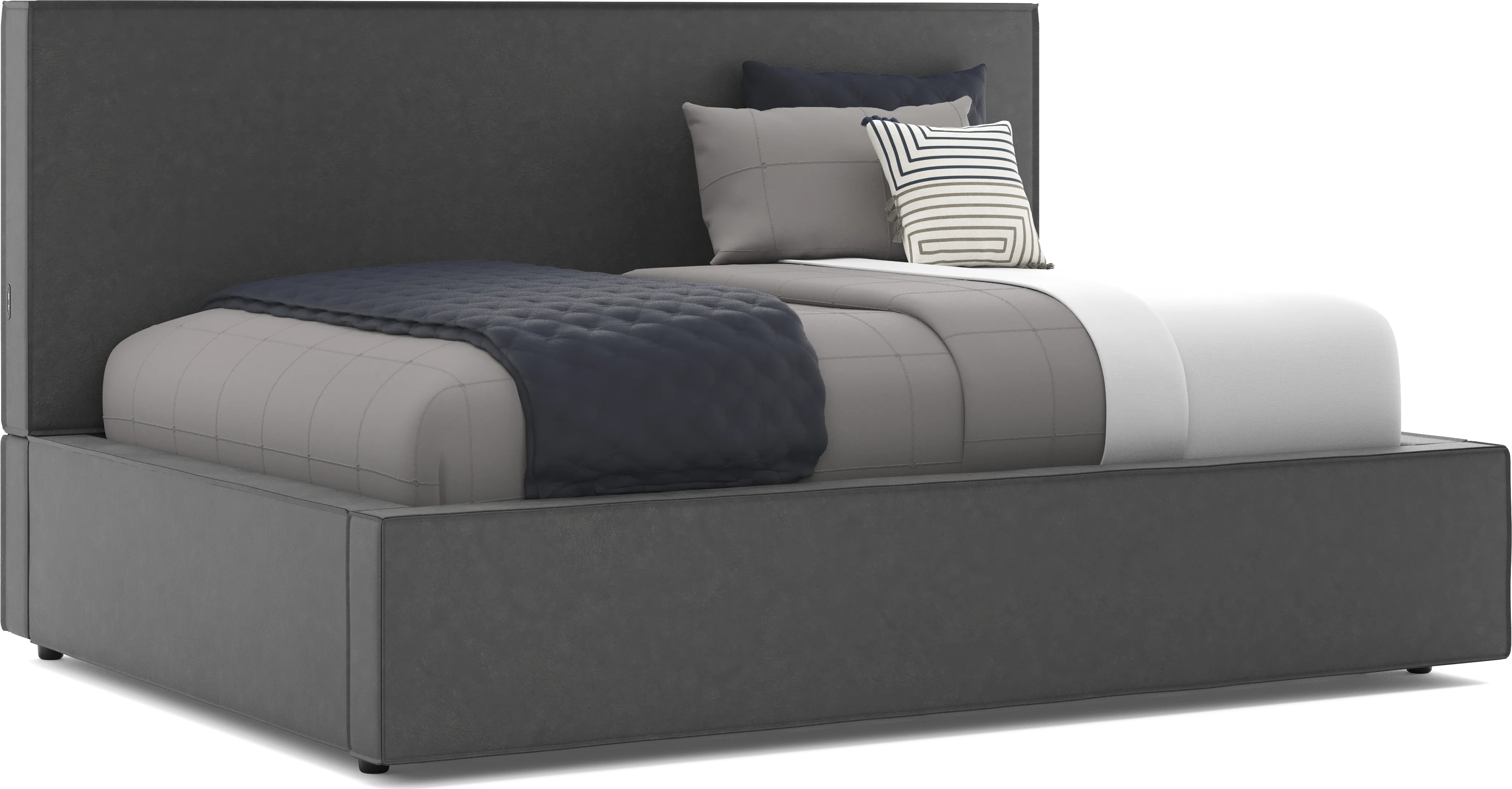 Kids Whitman Gray Full Upholstered Lounge Bed - Thumbnail - Image 1