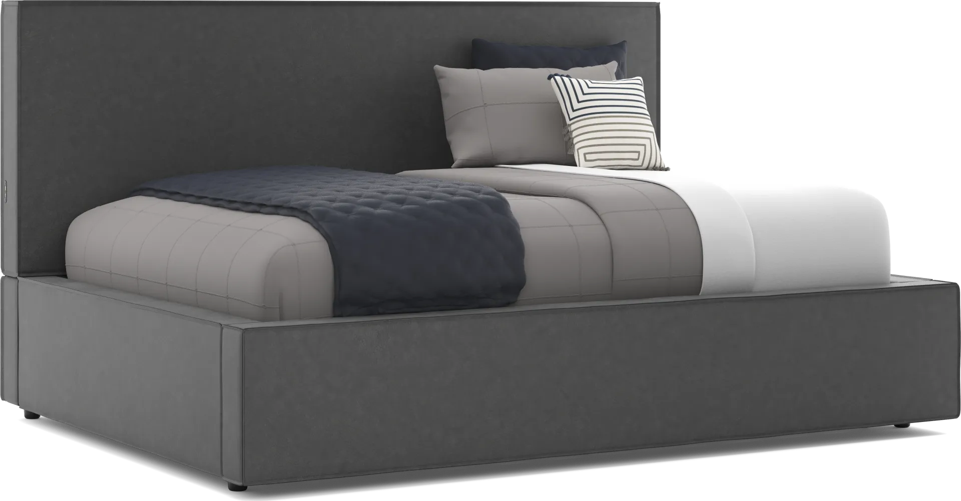 Kids Whitman Gray Full Upholstered Lounge Bed - Image 1