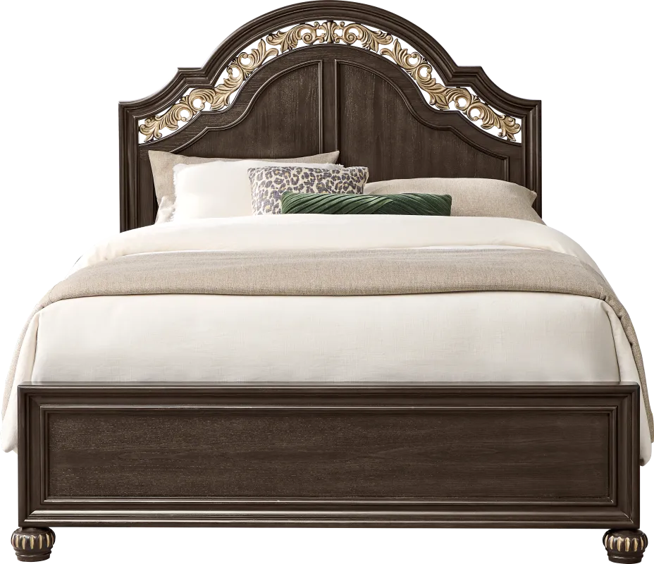 Augustine Brown 3 Pc Queen Arched Panel Bed