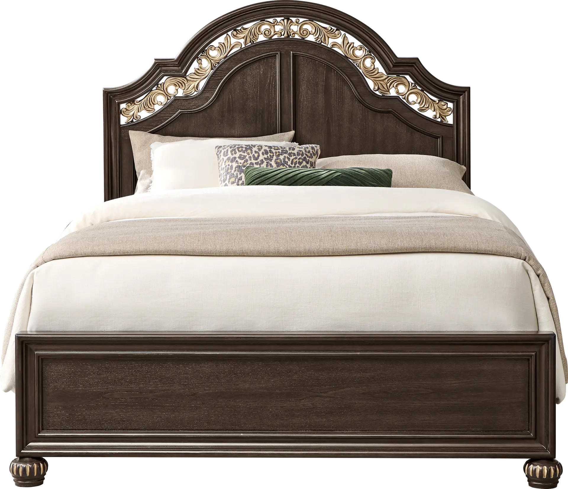 Augustine Brown 3 Pc Queen Arched Panel Bed
