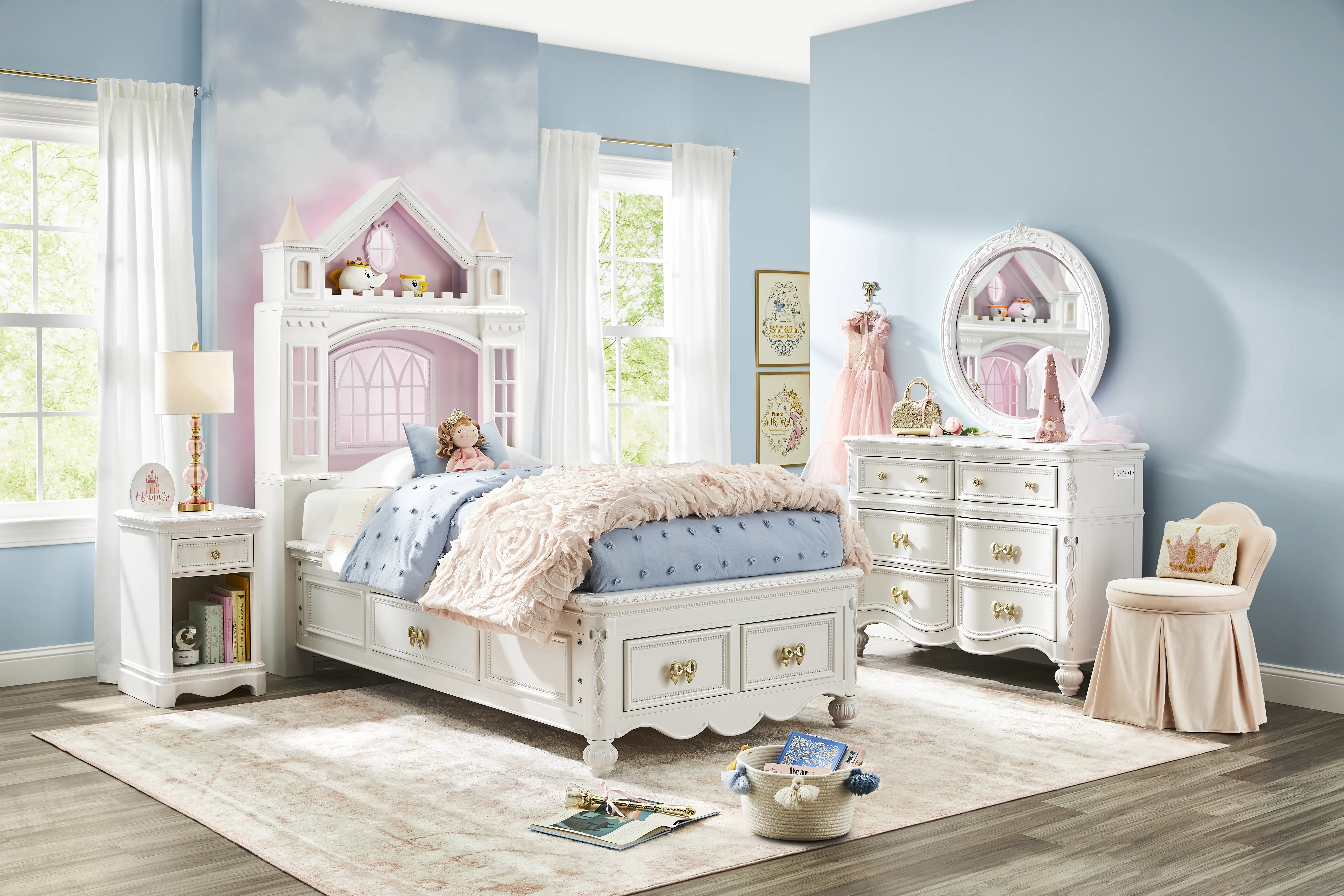 Disney Princess Sparkle White Twin Castle Storage Bed - Thumbnail - Image 2