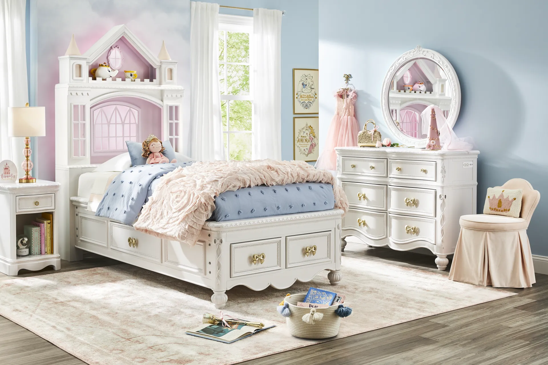 Disney Princess Sparkle White Full Castle Storage Bed - Image 2