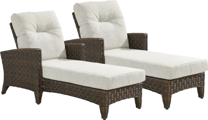 Mantra Brown Outdoor Chaise with Ash Cushions, Set of 2