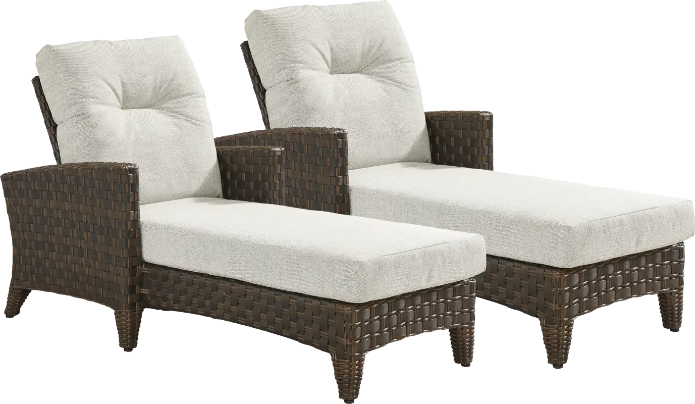 Mantra Brown Outdoor Chaise with Ash Cushions, Set of 2